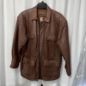 COUTURE by J. Park Leather Brown Coat Front Pockets Lamb Size 44